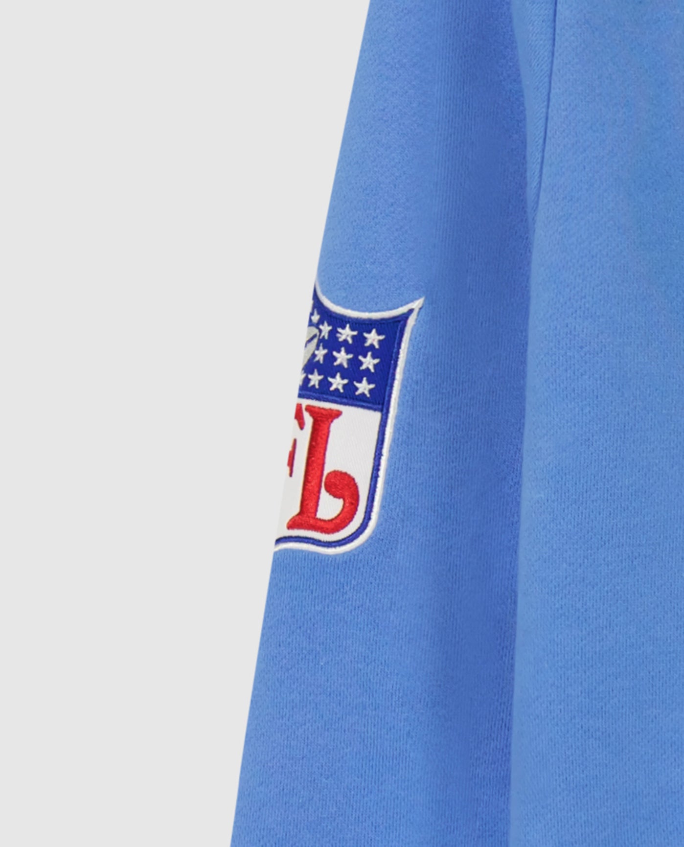 Detail View of Starter Light Blue Houston Oilers Crew Neck Sweatshirt With Zip Pockets | STR HOUSTON OILERS LIGHT BLUE