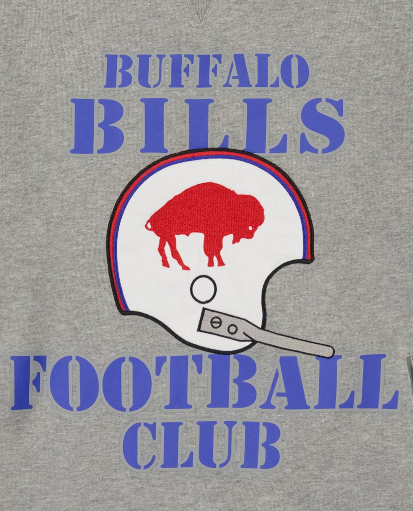 Side View of Starter Heather Grey Buffalo Bills Crew Neck Sweatshirt With Zip Pockets | STR BUFFALO BILLS HEATHER GREY