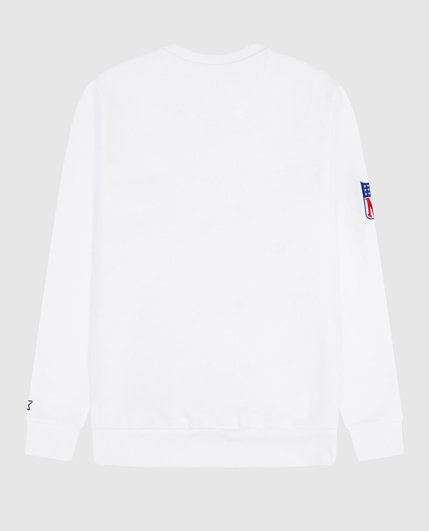 Back View of Starter White New York Giants Crew Neck Sweatshirt With Zip Pockets | STR NEW YORK GIANTS WHITE