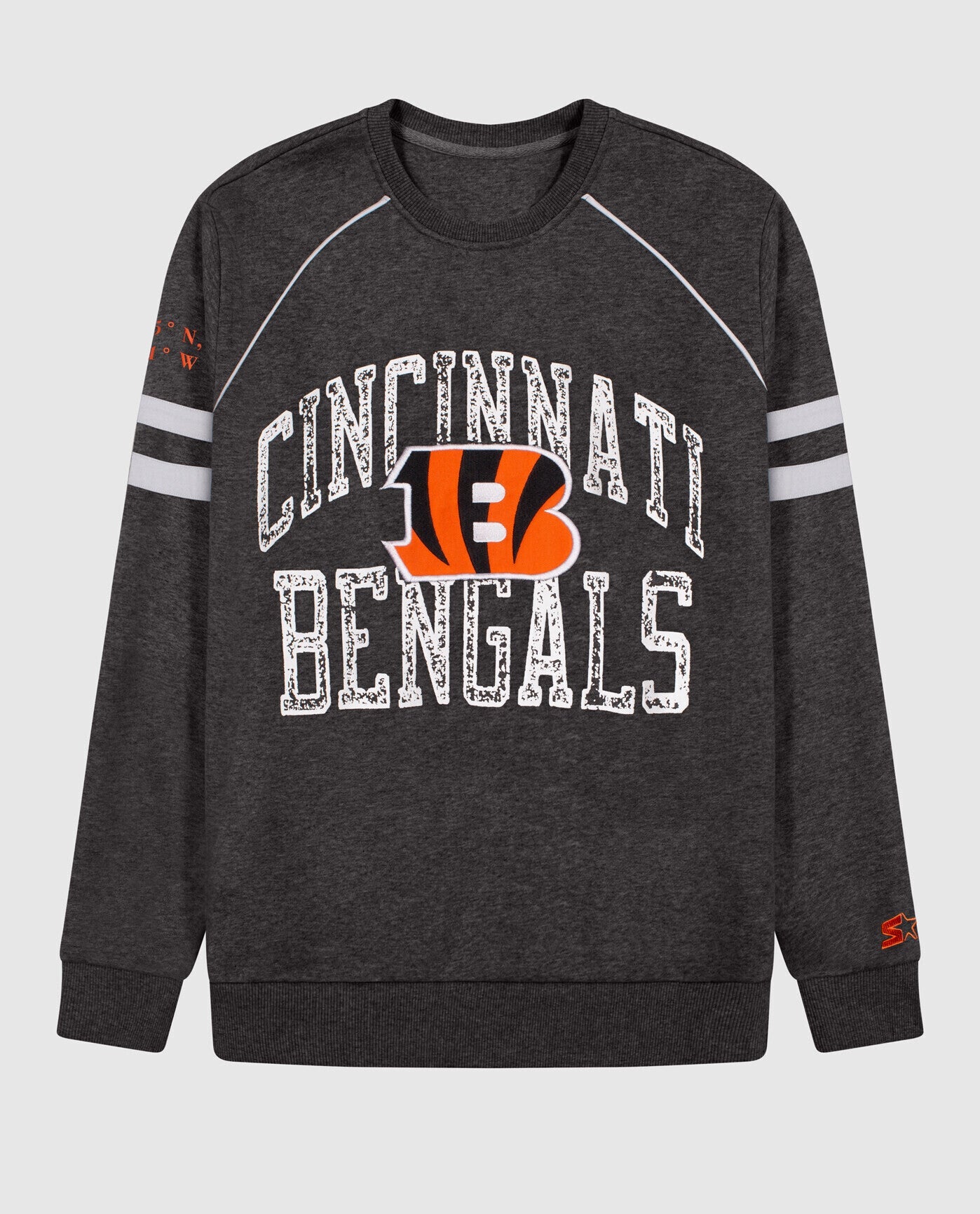 Front View of Starter Grey Cincinnati Bengals Crew Neck Starter Sweatshirt | STR CINCINNATI BENGALS GREY