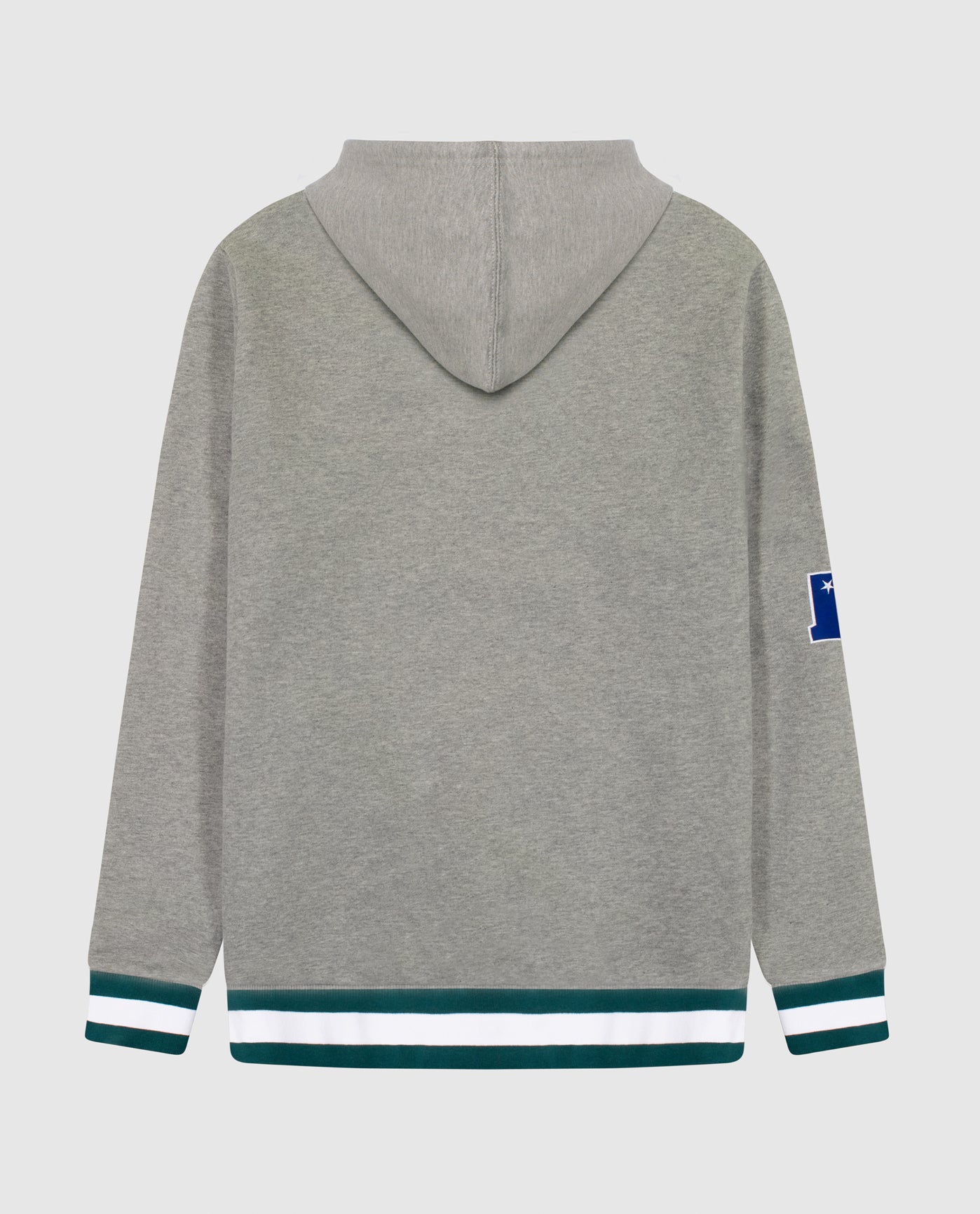 Back View of Starter Heather Grey Philadelphia Eagles Knit Hoodie Starter Sweatshirt | STR PHILADELPHIA EAGLES HEATHER GREY