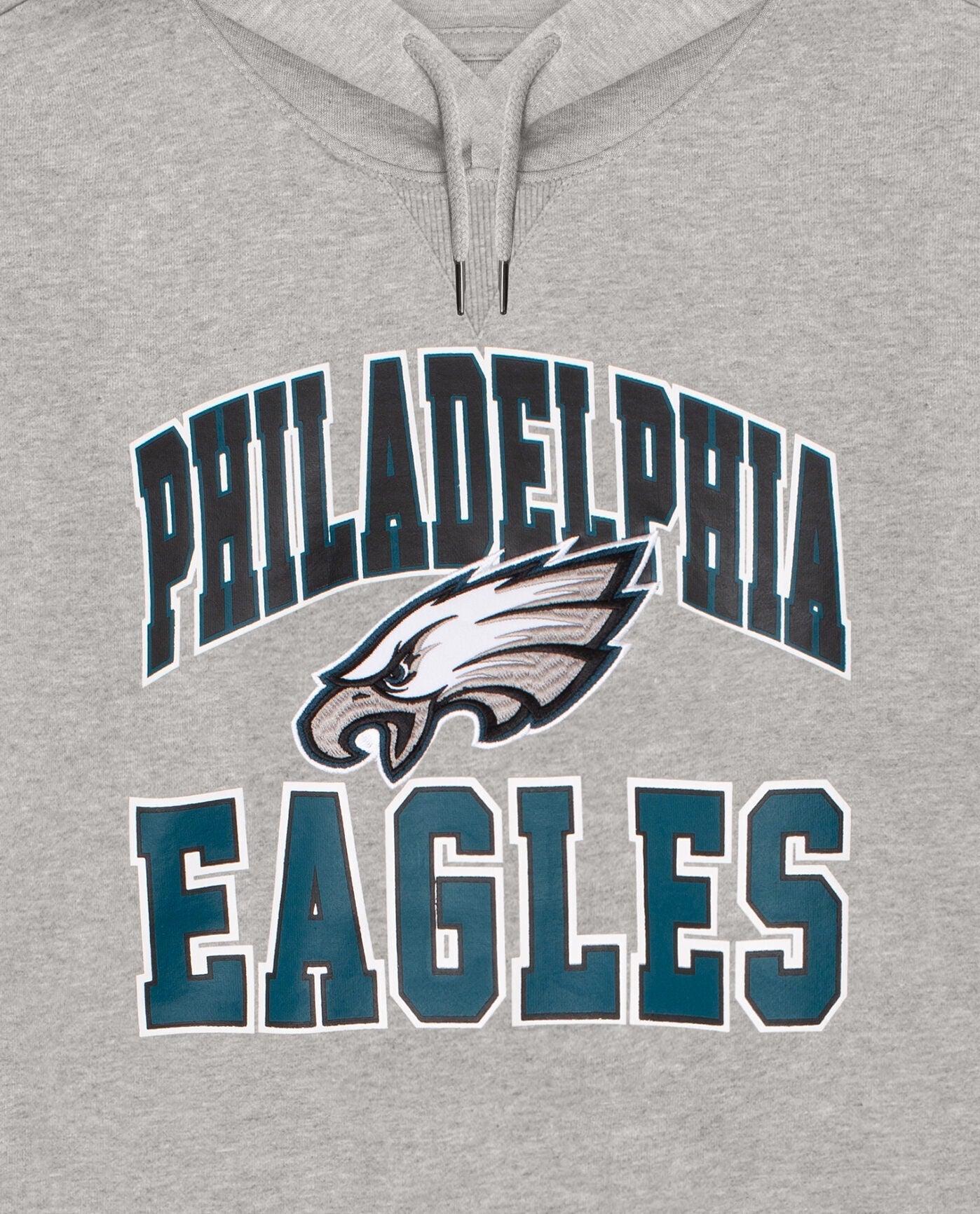 Detail View of Starter Heather Grey Philadelphia Eagles Knit Hoodie Starter Sweatshirt | STR PHILADELPHIA EAGLES HEATHER GREY