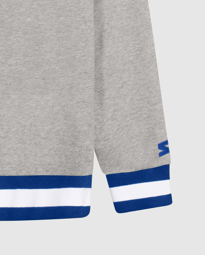 Detail View of Starter Grey New York Giants Knit Hoodie Starter Sweatshirt | STR NEW YORK GIANTS HEATHER GREY