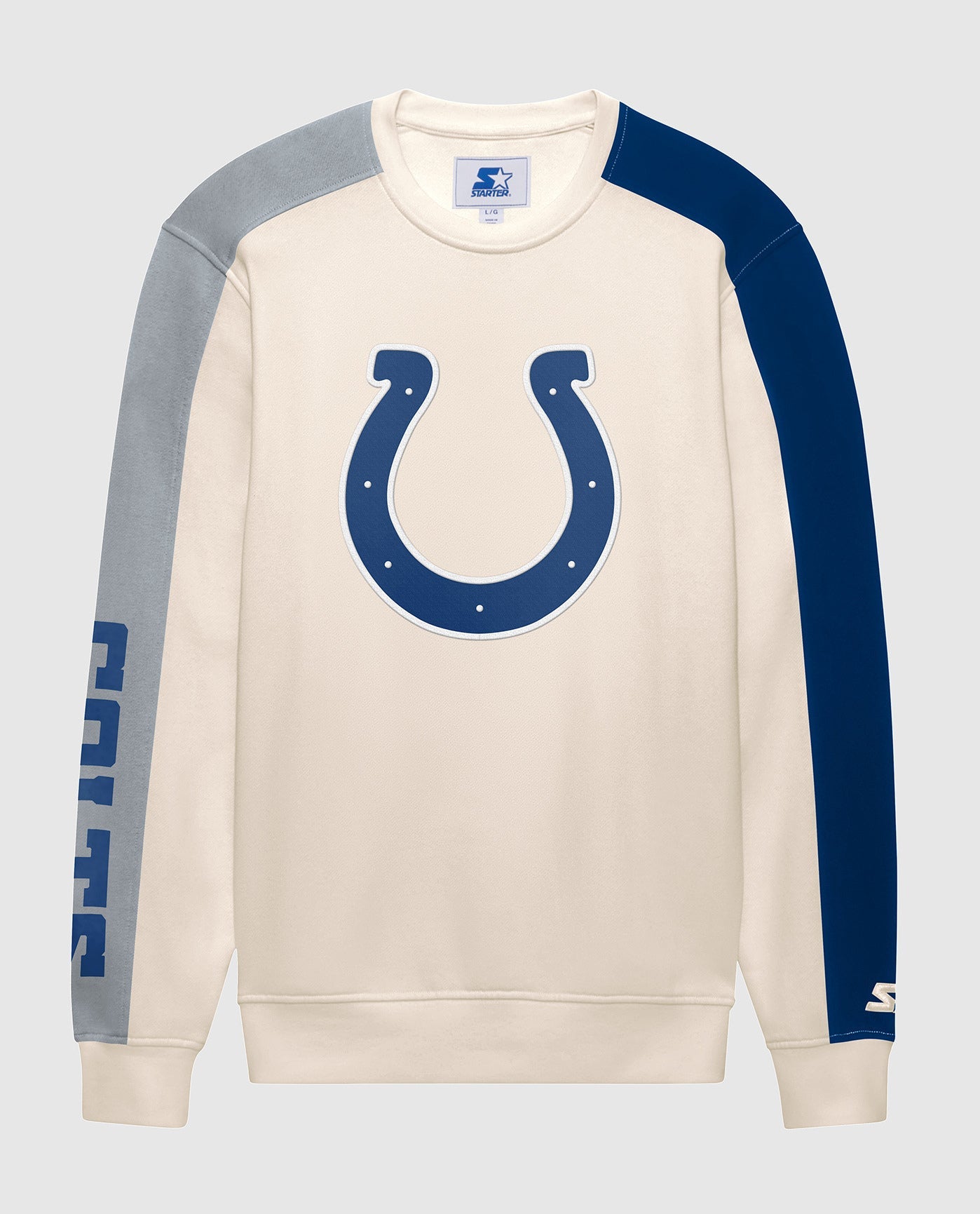 Front View of Starter Cream Indianapolis Colts Team Crew Starter Long Sleeve Shirt | STR INDIANAPOLIS COLTS CREAM