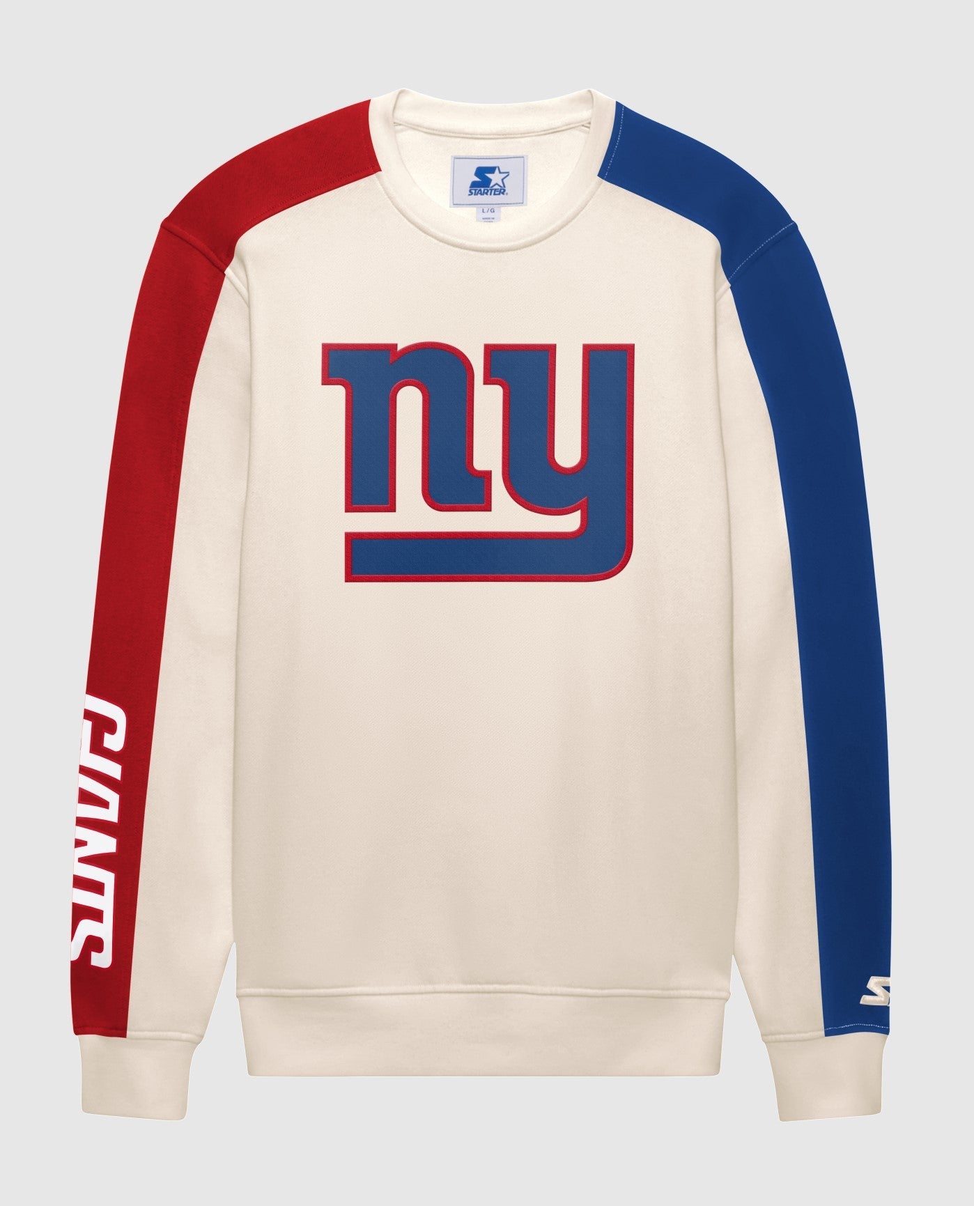 Front View of Starter Cream New York Giants Team Crew Starter Long Sleeve Shirt | STR NEW YORK GIANTS CREAM