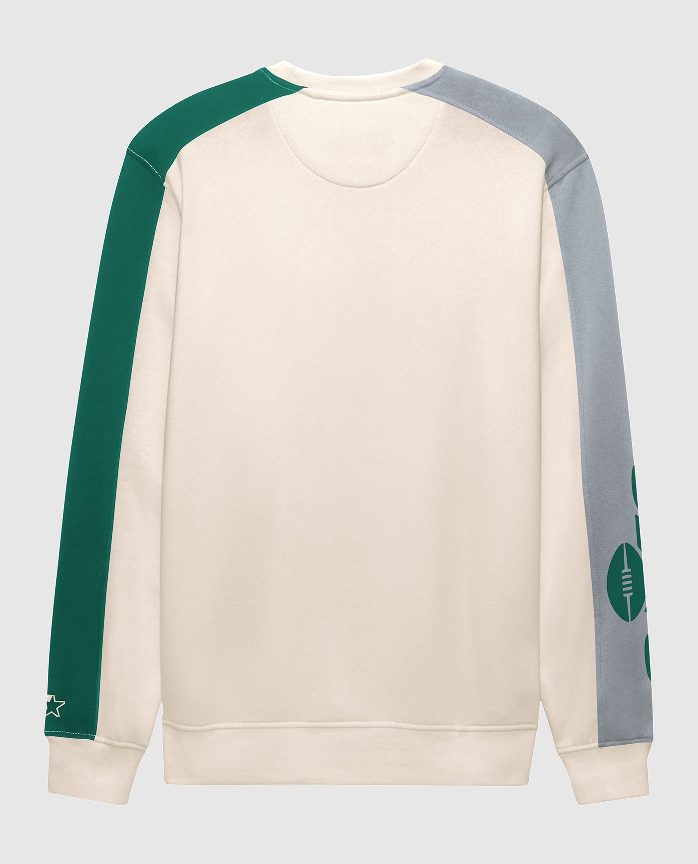 Back View of Starter Cream New York Jets Team Crew Starter Long Sleeve Shirt | STR NEW YORK JETS CREAM