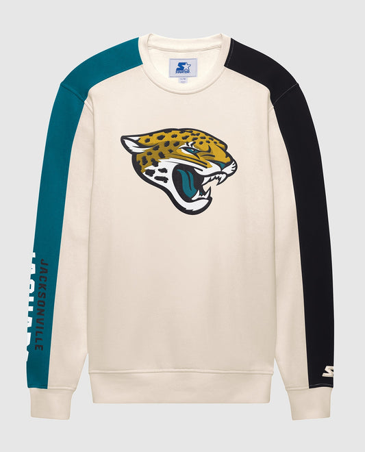 Front View of Starter Cream Jacksonville Jaguars Team Crew Starter Long Sleeve Shirt | STR JACKSONVILLE JAGUARS CREAM