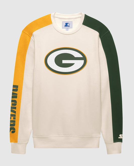 Front View of Starter Cream Green Bay Packers Team Crew Starter Long Sleeve Shirt | STR GREEN BAY PACKERS CREAM