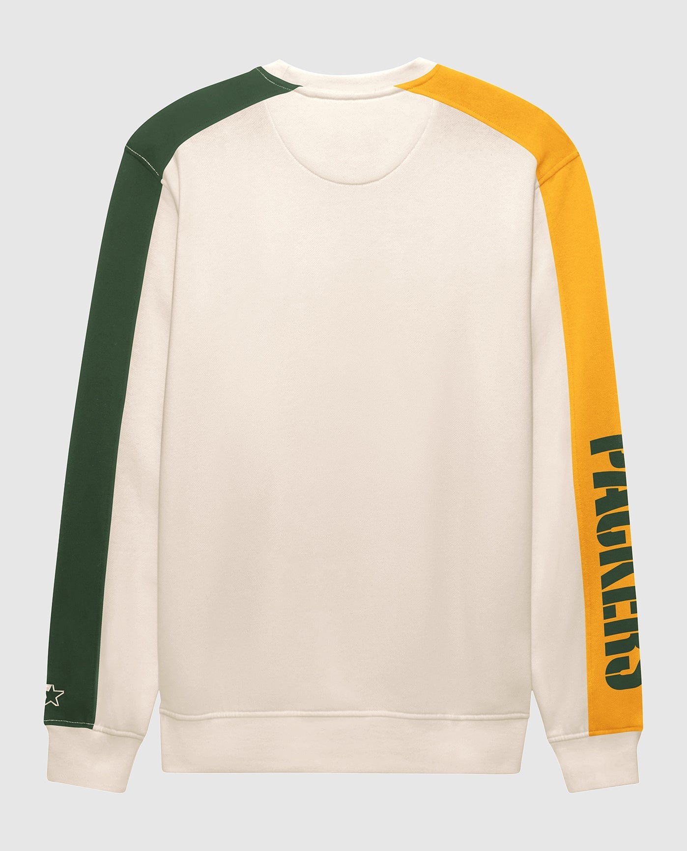 Back View of Starter Cream Green Bay Packers Team Crew Starter Long Sleeve Shirt | STR GREEN BAY PACKERS CREAM