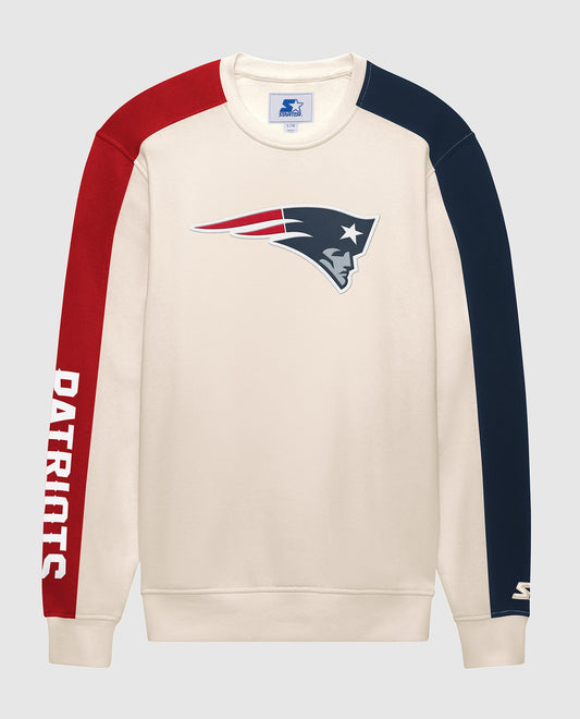 Front View of Starter Cream New England Patriots Team Crew Starter Long Sleeve Shirt | STR NEW ENGLAND PATRIOTS CREAM