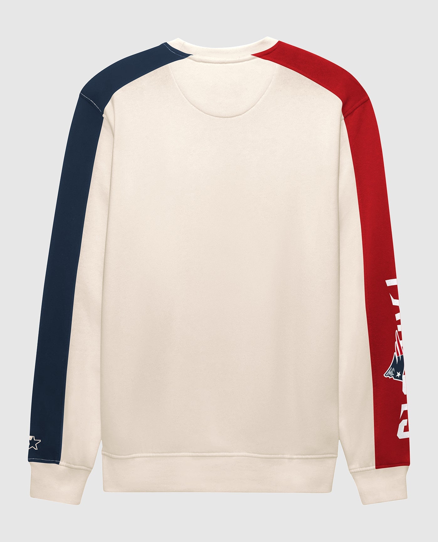 Back View of Starter Cream New England Patriots Team Crew Starter Long Sleeve Shirt | STR NEW ENGLAND PATRIOTS CREAM