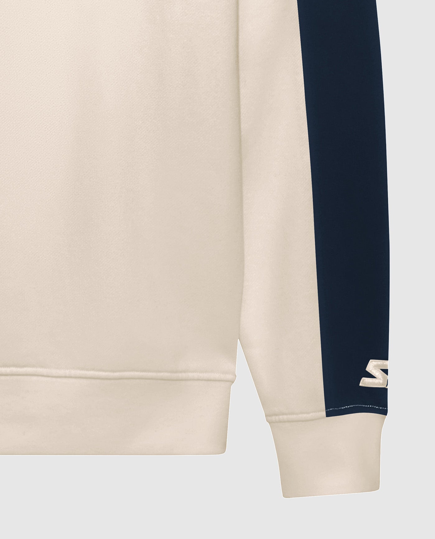 Detail View of Starter Cream New England Patriots Team Crew Starter Long Sleeve Shirt | STR NEW ENGLAND PATRIOTS CREAM