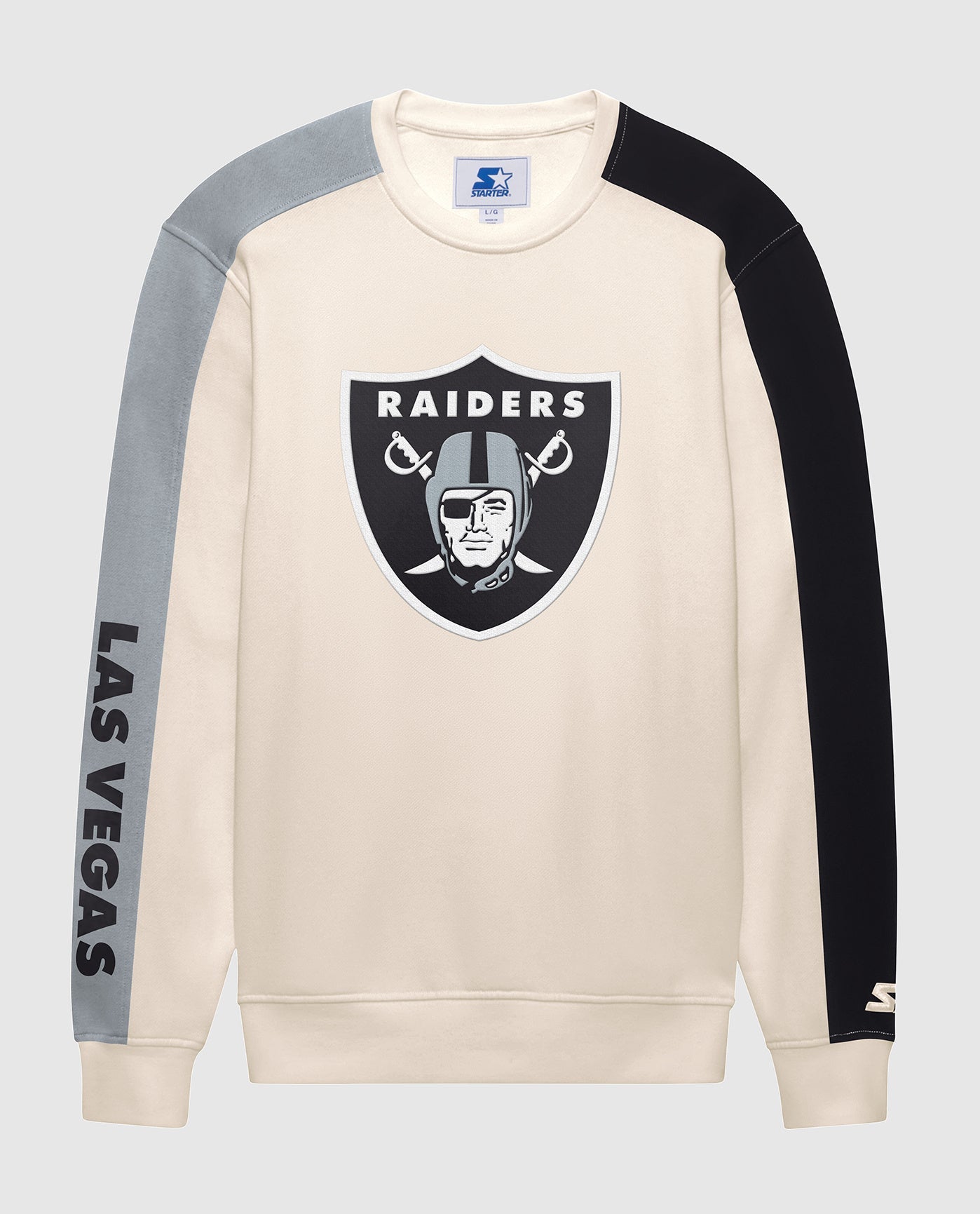 Front View of Starter Cream Las Vegas Raiders Team Crew Starter Long Sleeve Shirt | STR LAS VEGAS RAIDERS CREAM