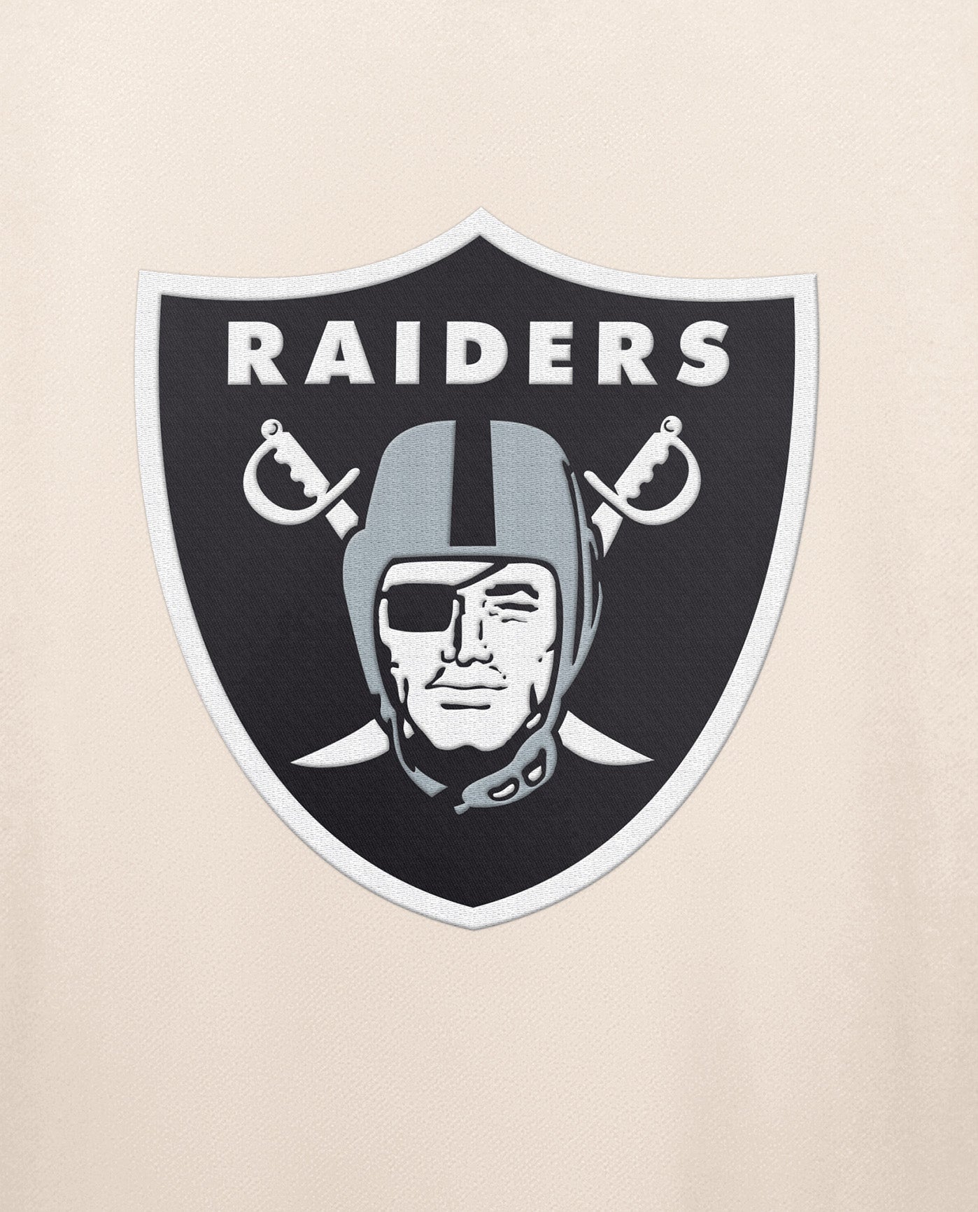 Side View of Starter Cream Las Vegas Raiders Team Crew Starter Long Sleeve Shirt | STR LAS VEGAS RAIDERS CREAM