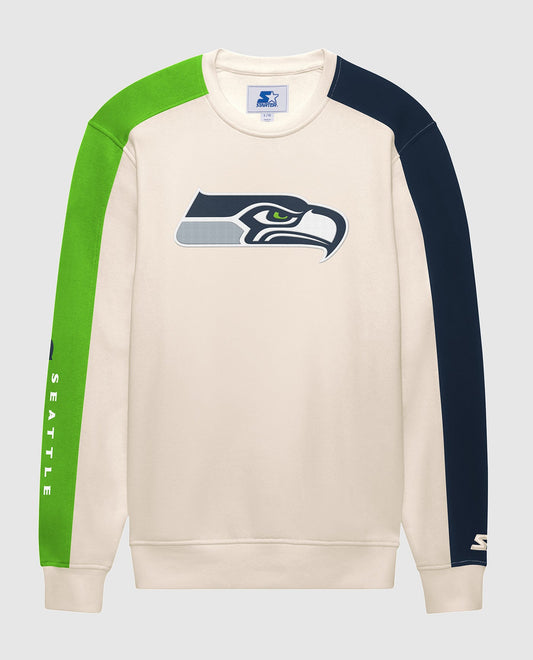 Front View of Starter Cream Seattle Seahawks Team Crew Starter Long Sleeve Shirt | STR SEATTLE SEAHAWKS CREAM