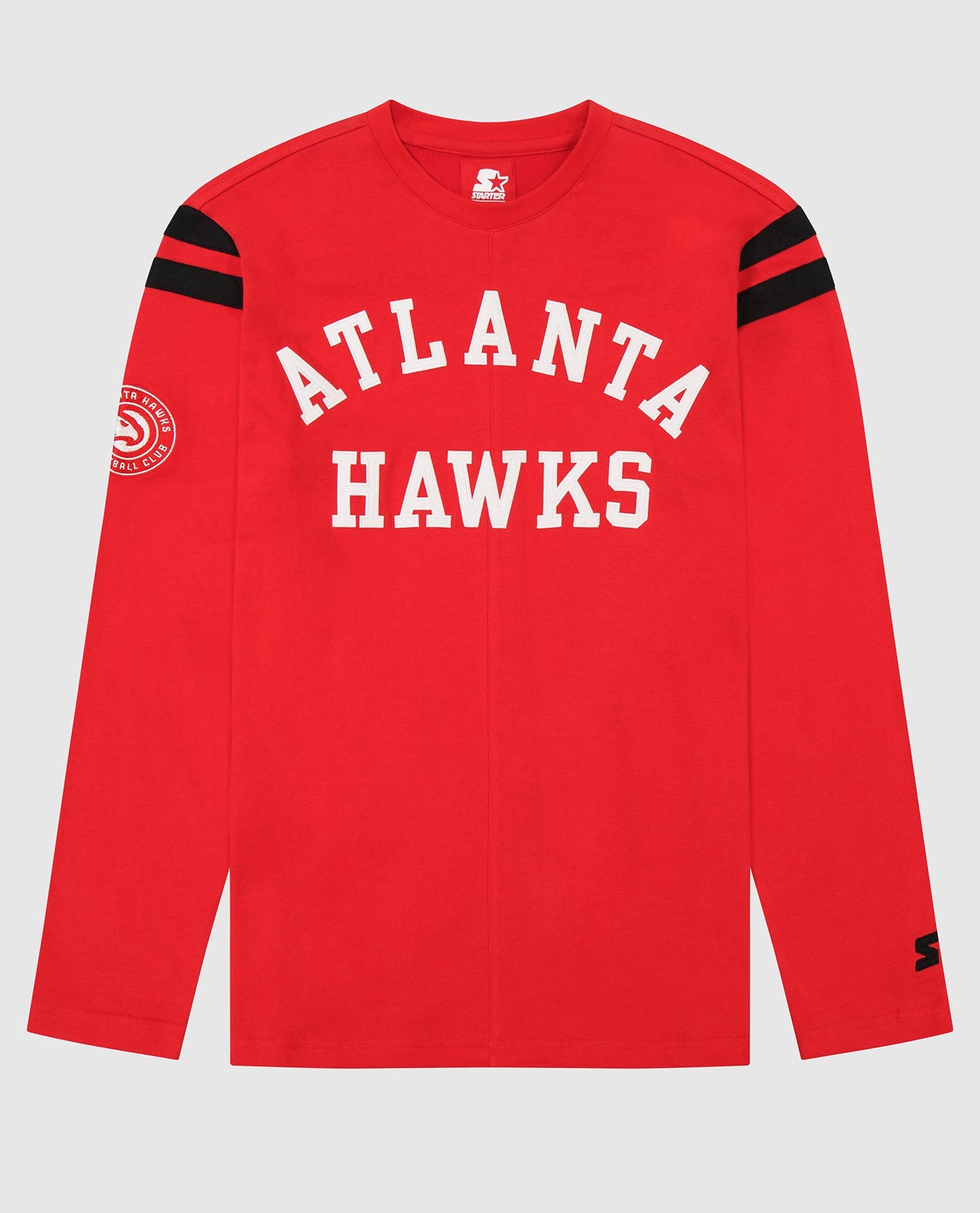 Front View of Starter Red Atlanta Hawks Elite Long Sleeve Shirt | STR ATLANTA HAWKS RED