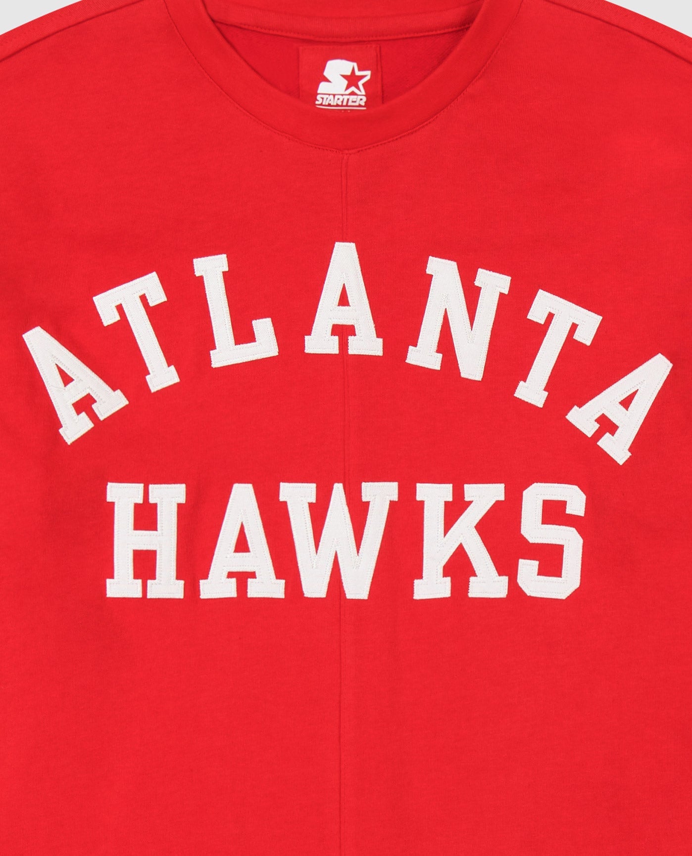 Side View of Starter Red Atlanta Hawks Elite Long Sleeve Shirt | STR ATLANTA HAWKS RED