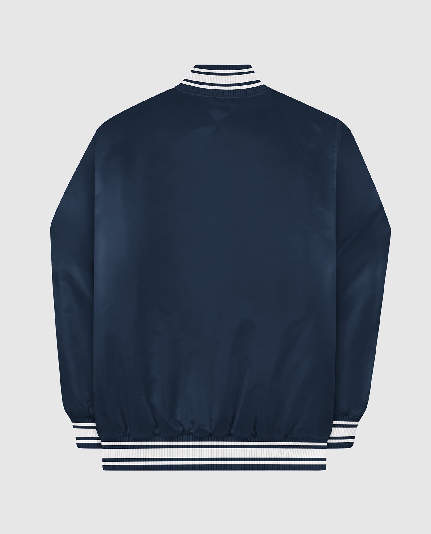 Back View of Starter Navy Starter Locker Room Full-Snap Satin Jacket Navy | STR NAVY