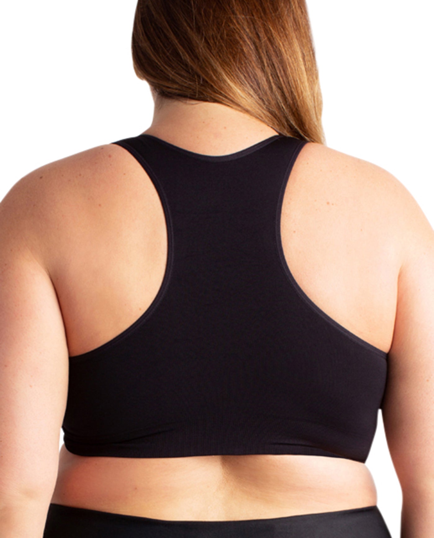 Back of Seamless Plus Size Sports Bra | 001 OTPS Black