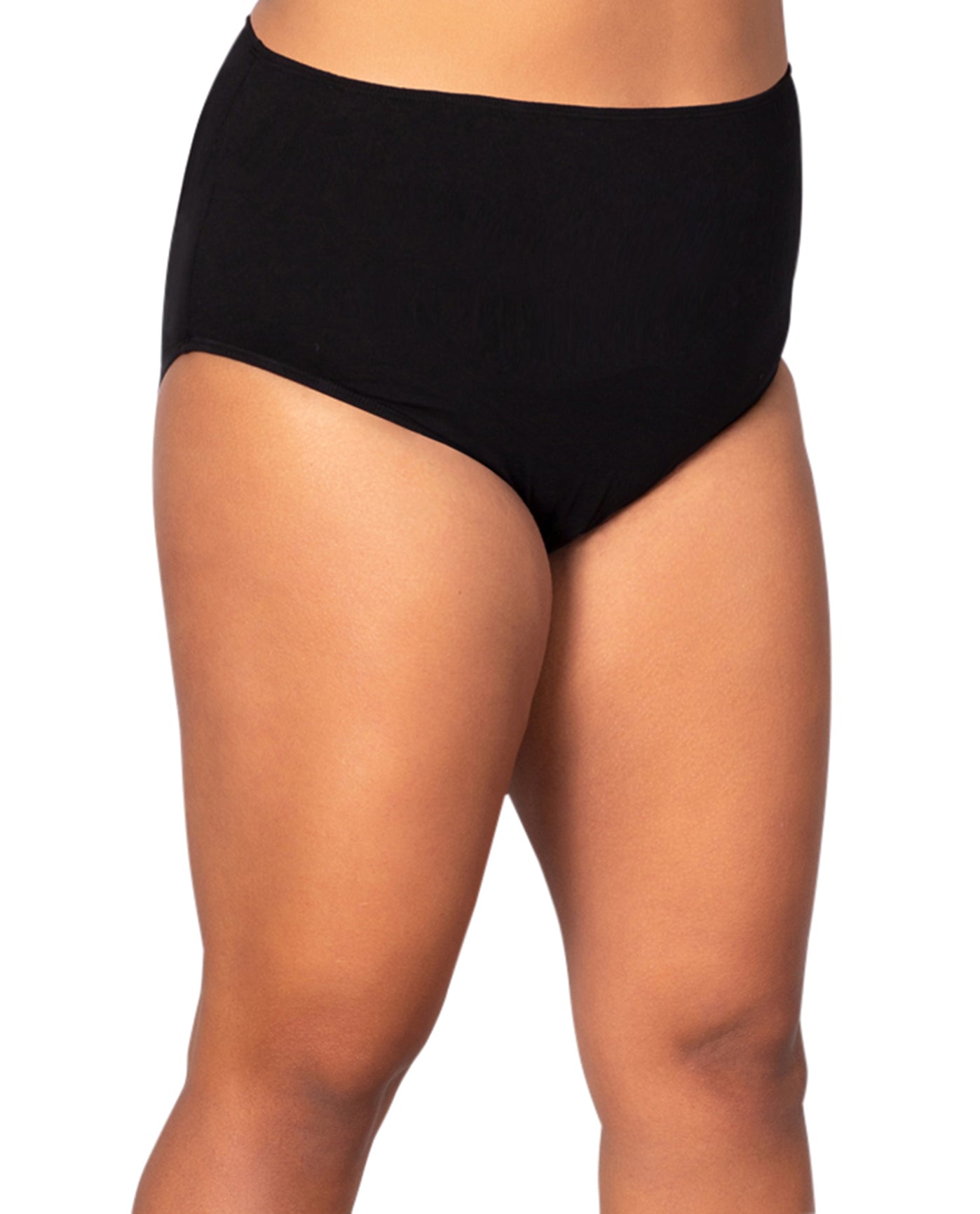 Front of 100% Cotton Solid Plus Size Panties | 001 OTPS Black