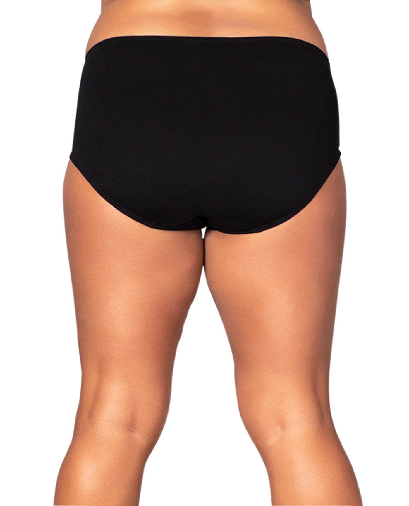 Back of 100% Cotton Solid Plus Size Panties | 001 OTPS Black