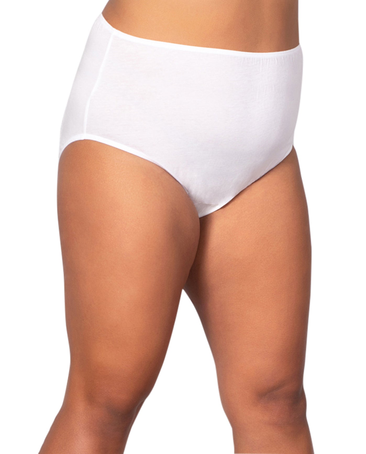 Front of 100% Cotton Solid Plus Size Panties | 002 OTPS White