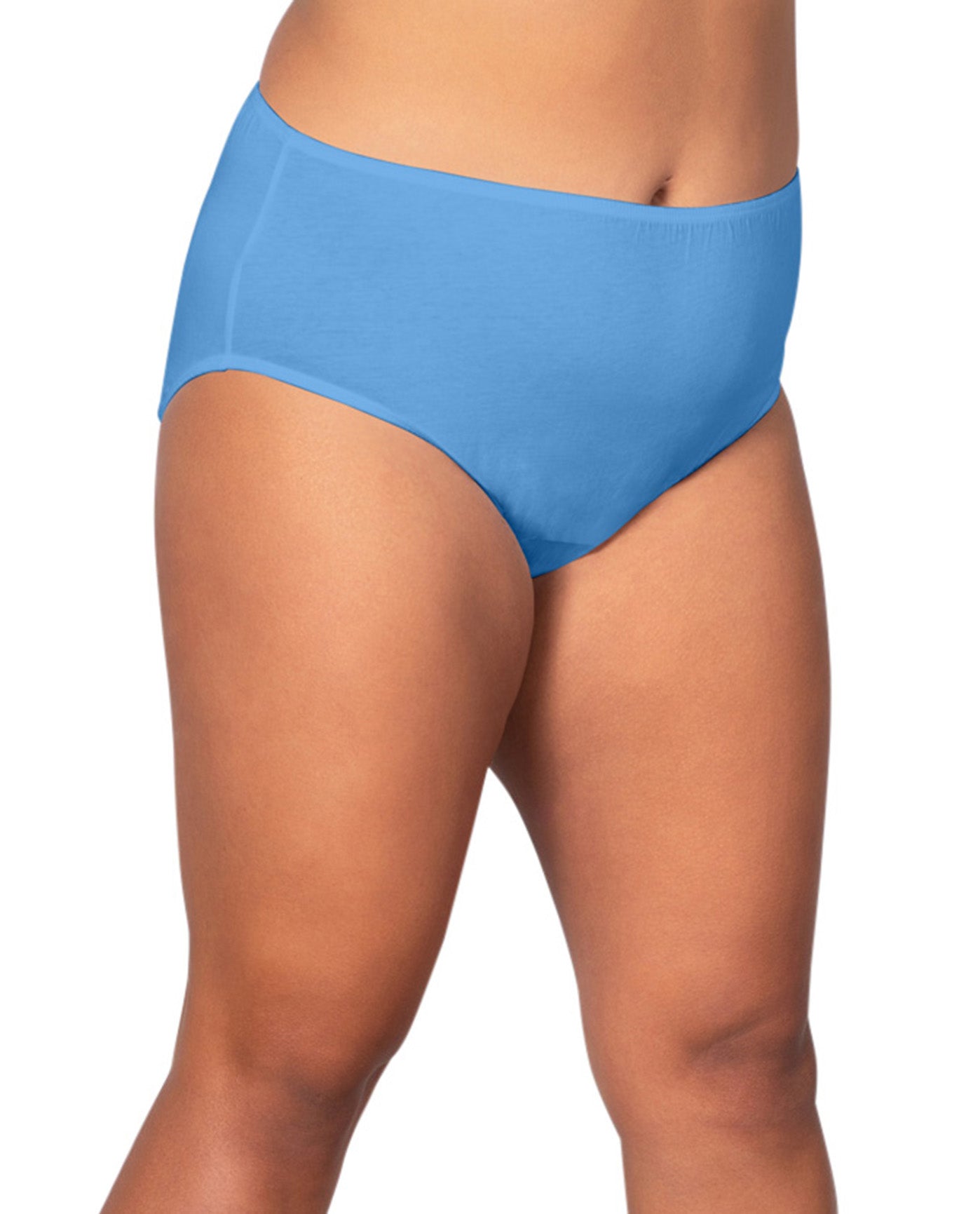 Front of 100% Cotton Solid Plus Size Panties | 009 OTPS Marine Blue