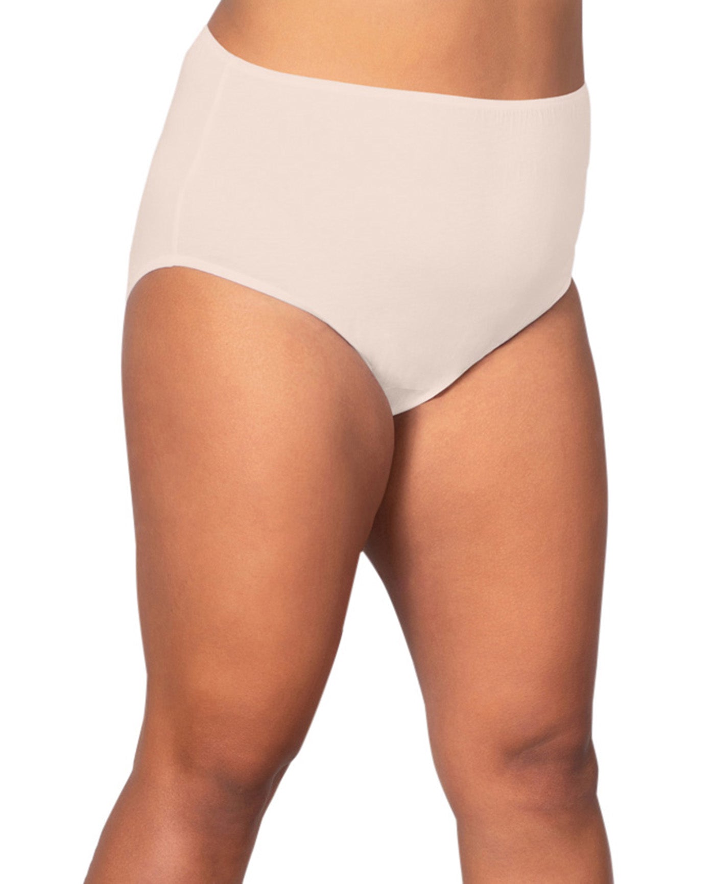 Front of 100% Cotton Solid Plus Size Panties | 039 OTPS Beige Khaki