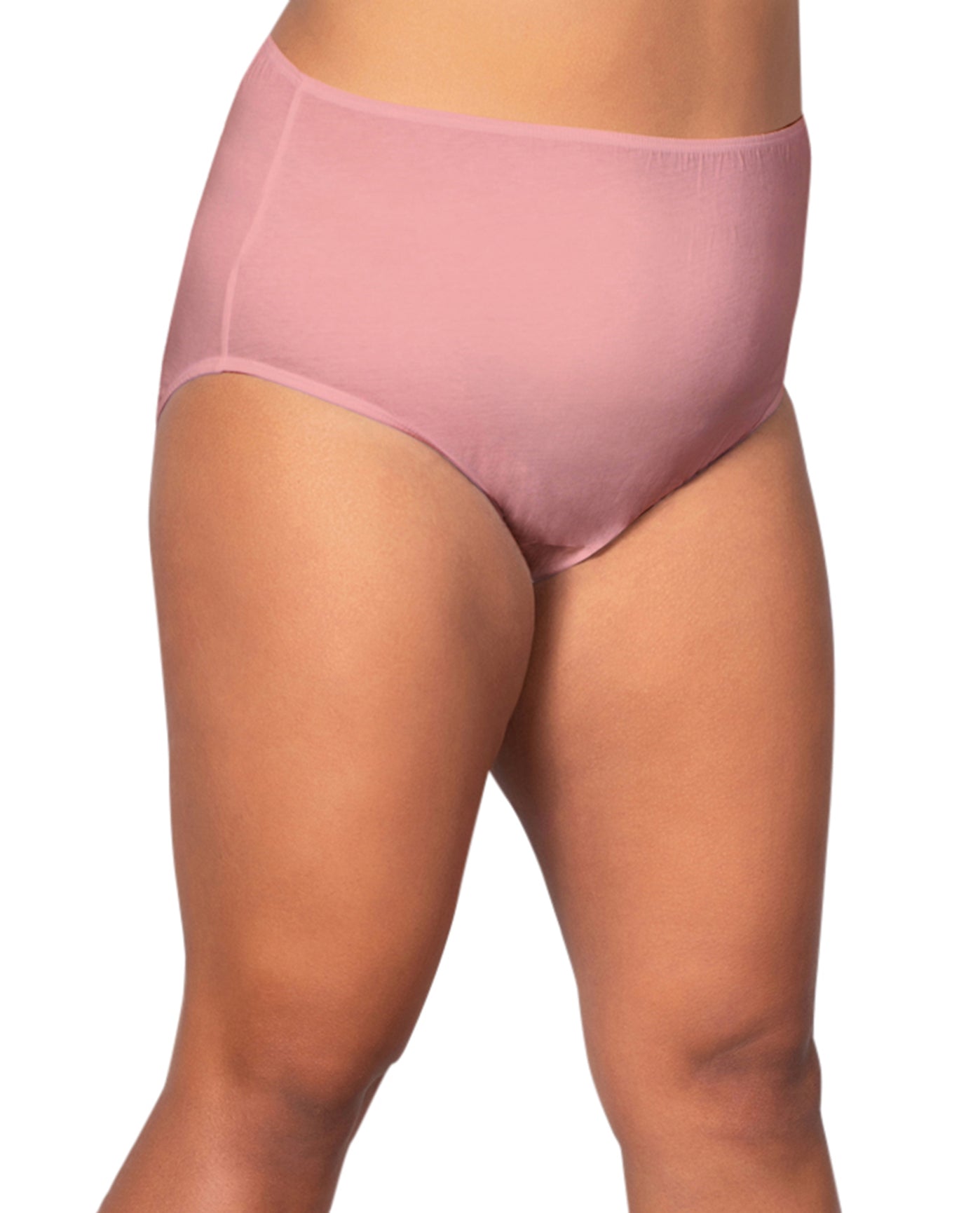 Front of 100% Cotton Solid Plus Size Panties | 040 OTPS Dusty Rose