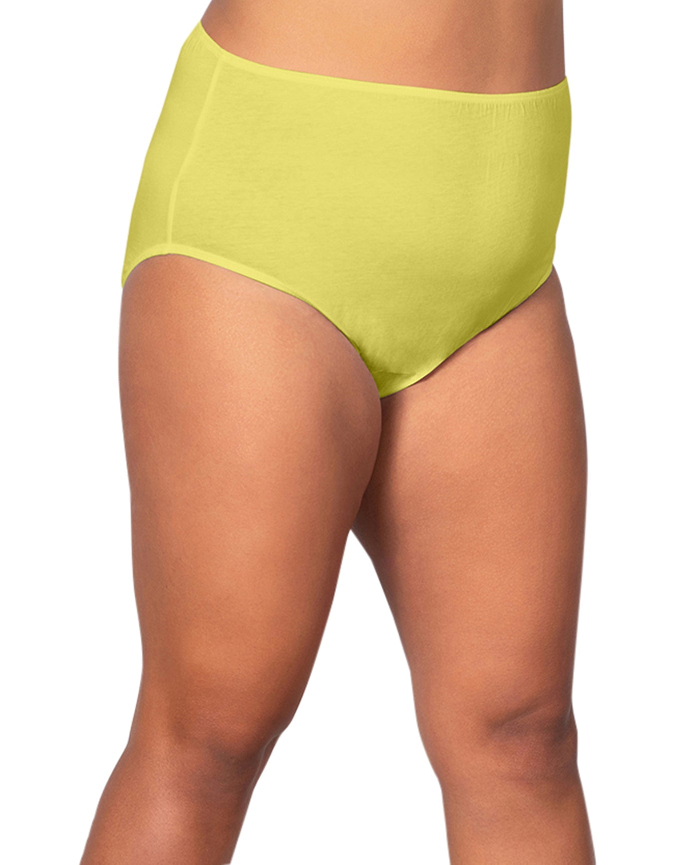 Front of 100% Cotton Solid Plus Size Panties | 044 OTPS Light Yellow