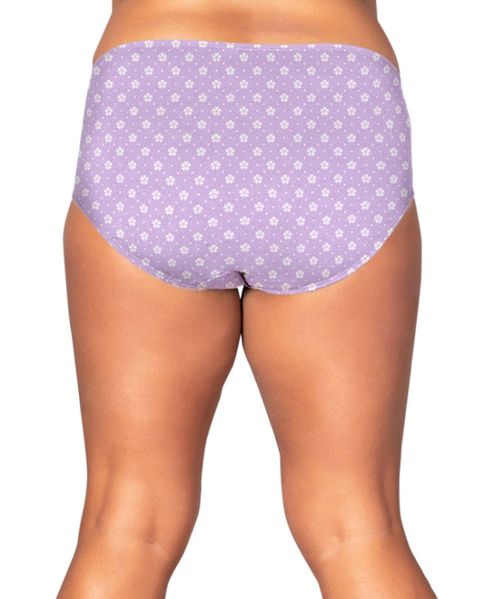 Back of 100% Cotton Printed Plus Size Panties | 200 OTPS Lavender Daisy