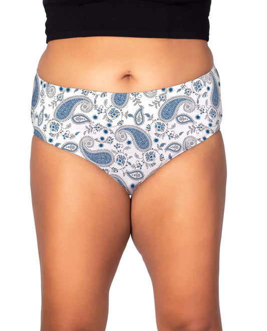 Front View of On The Plus Side Fjord Paisley 100% Cotton Printed Plus Size Panties | OTPS FJORD PAISLEY