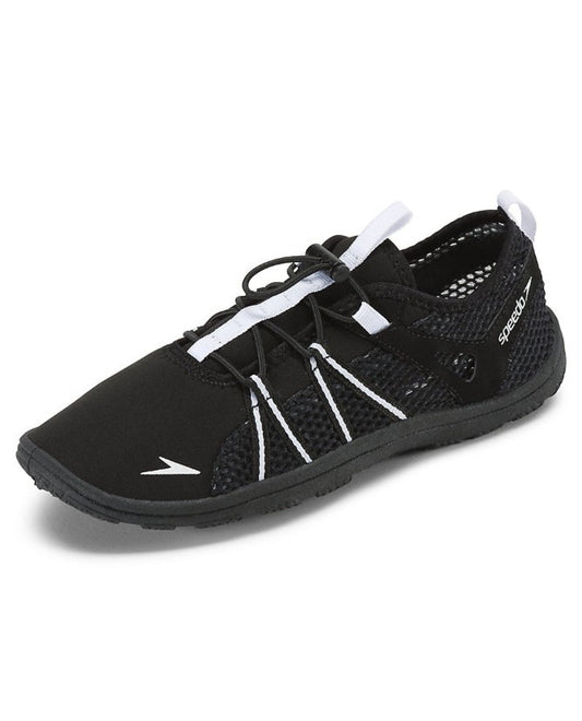 Front View of Speedo Black And White Women'S Seaside Lace Water Shoes | SPE BLACK