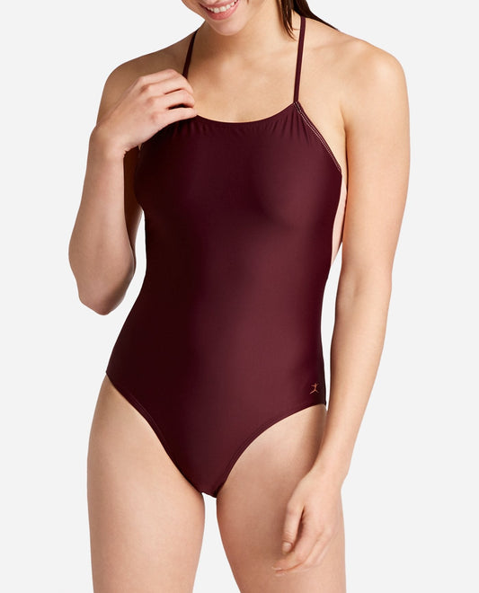Alternate Front View of Danskin Fig Strappy Halter Mesh Leotard | DSK FIG