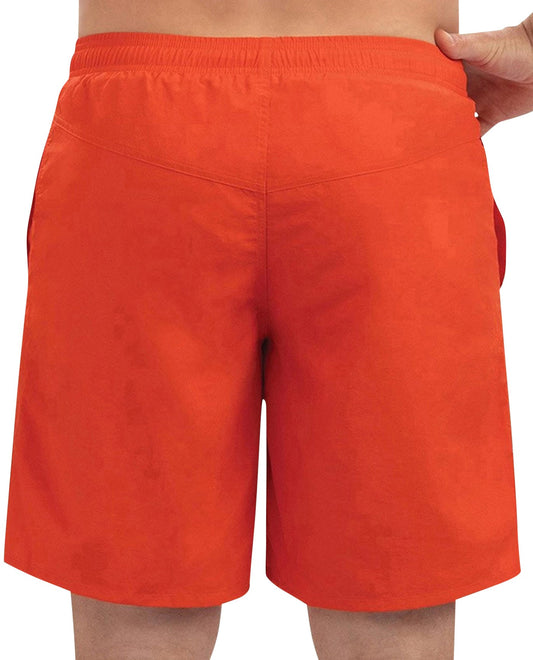 Back View of Dolfin Orange Solid Chlorine Resistant 9 Inch Mens Swim Trunks | DOL ORANGE