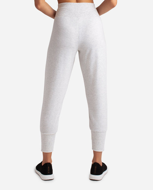 Back View Of Danskin Oatmeal Heather Slim Tapered Jogger | DSK OATMEAL HEATHER