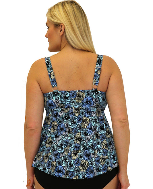 Back View of Always For Me Fit 4U Swim Chi Chi Plus Size Flared Bandeau Tankini Top |  AFM CHI CHI