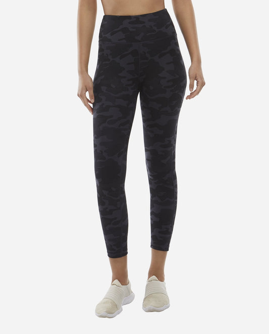 Front View of Danskin Black Camo Print Camo 7/8 Legging | DSK BLACK CAMO PRINT