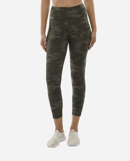 Front View of Danskin Olive Camo Print Camo 7-8 Legging | DSK OLIVE CAMO PRINT