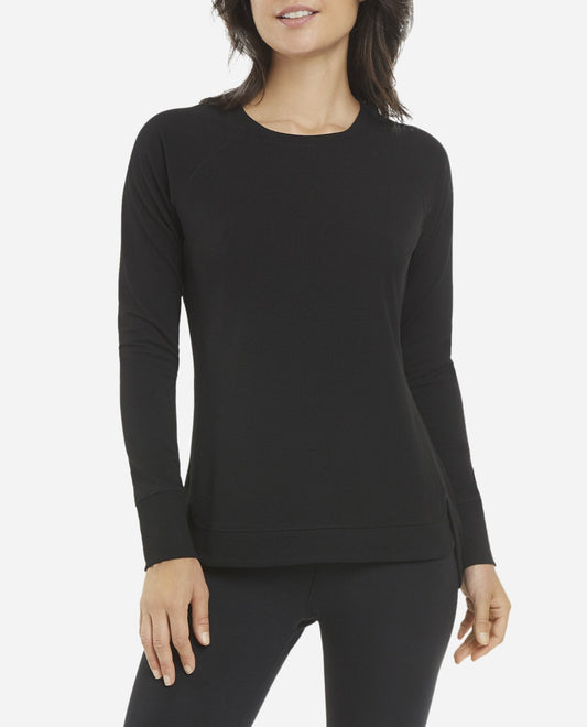 Front View of Danskin Black Salt Sustainable Tulip Hem Tunic | DSK BLACK SALT