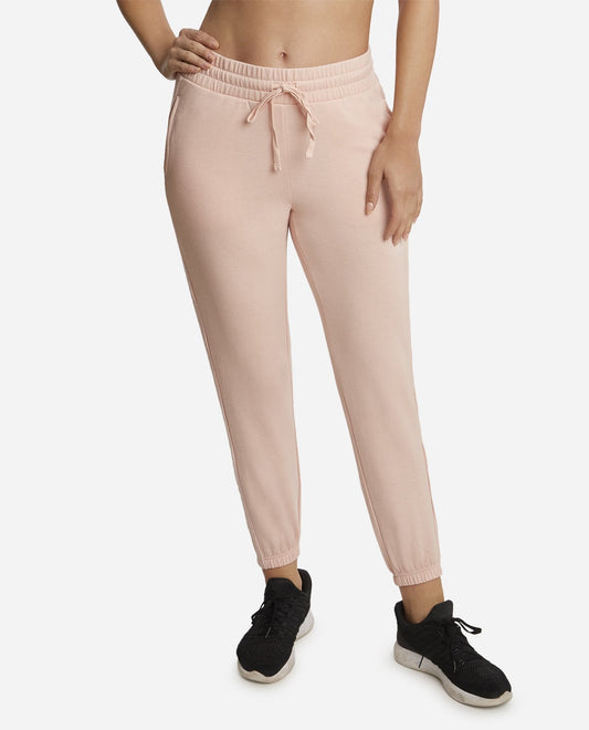 Front View Of Danskin Pink Textured Side Panel Jogger | DSK PINK