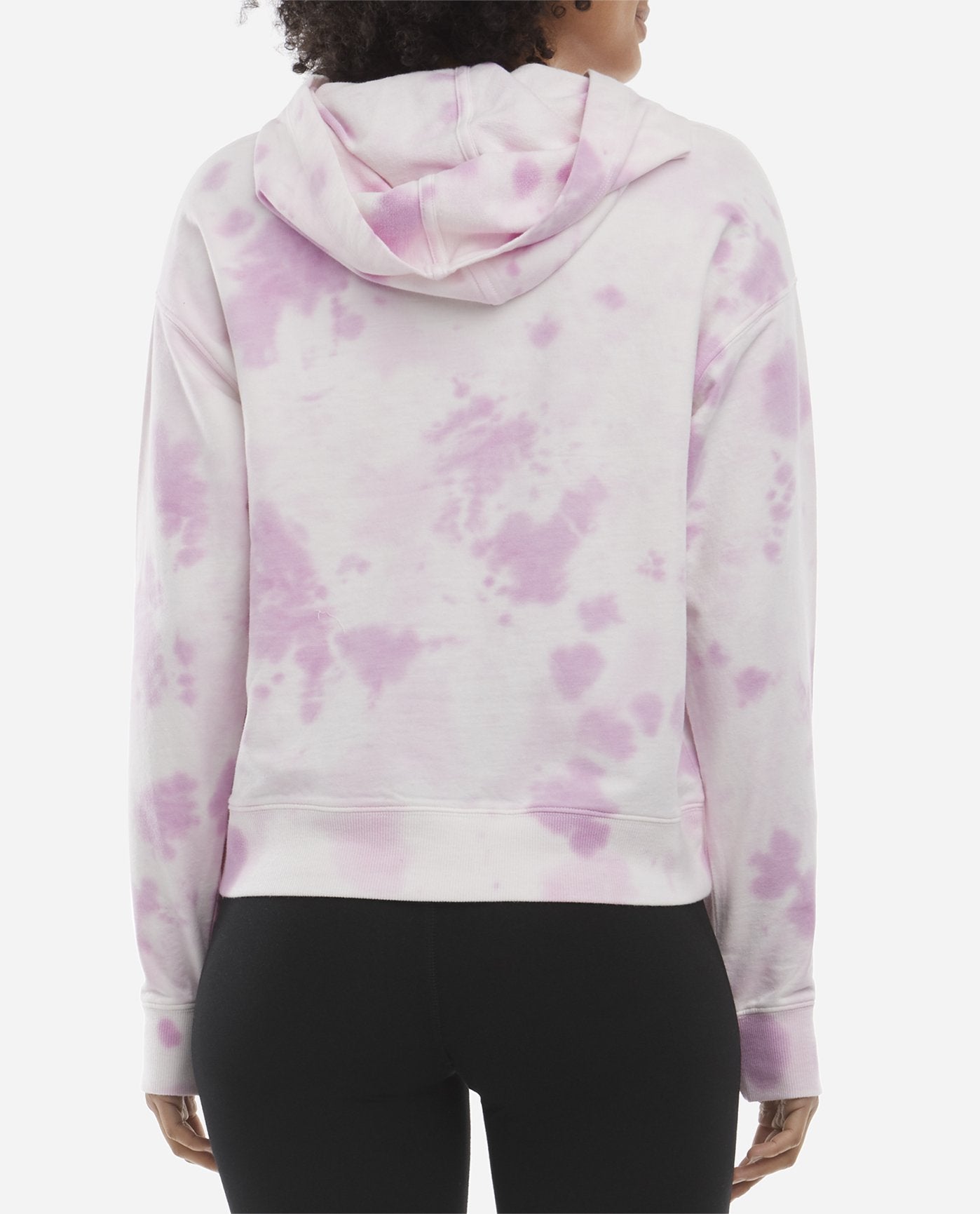 Back View Of Danskin Orchid Glaze Mottled Tie Dye Hoodie | DSK ORCHID GLAZE