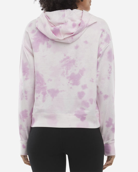 Back View Of Danskin Orchid Glaze Mottled Tie Dye Hoodie | DSK ORCHID GLAZE