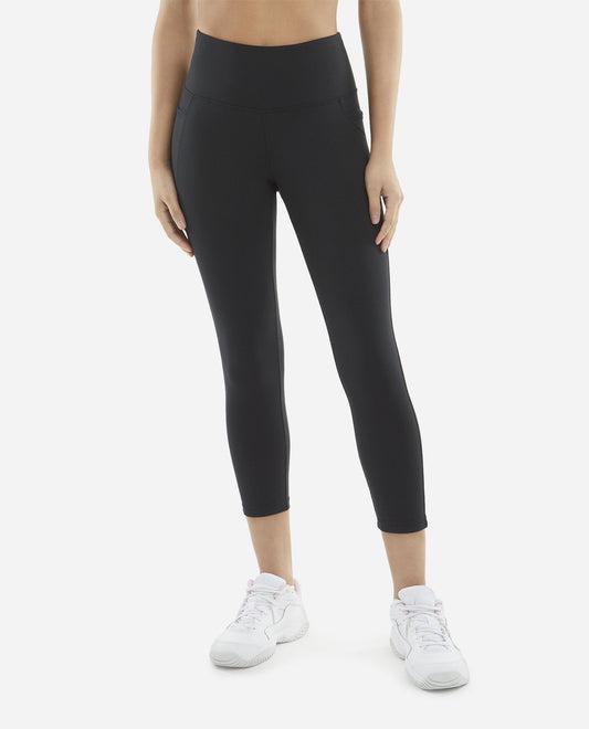 Front View Of Danskin Black Salt Curvy Cropped Legging | DSK BLACK SALT