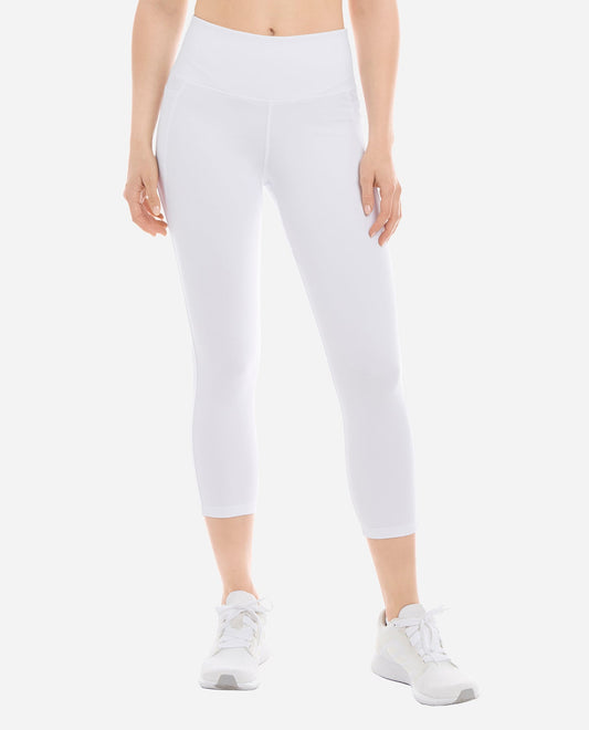 Front View of Danskin White Curvy Cropped Legging | DSK WHITE