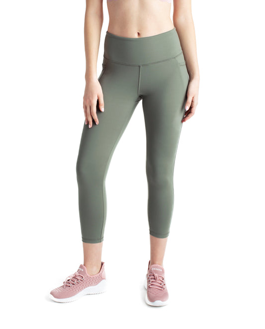 Front View of Danskin Agave Green Curvy Cropped Legging | DSK Agave Green