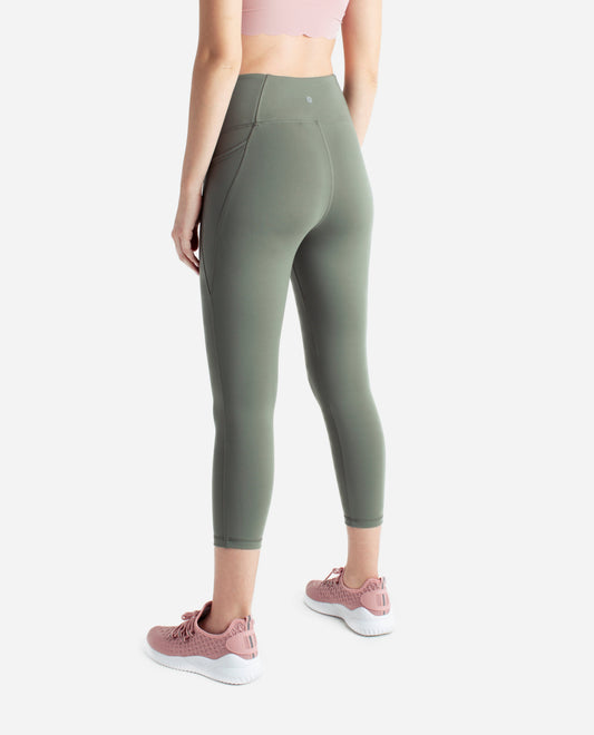Back View of Danskin Agave Green Curvy Cropped Legging | DSK Agave Green