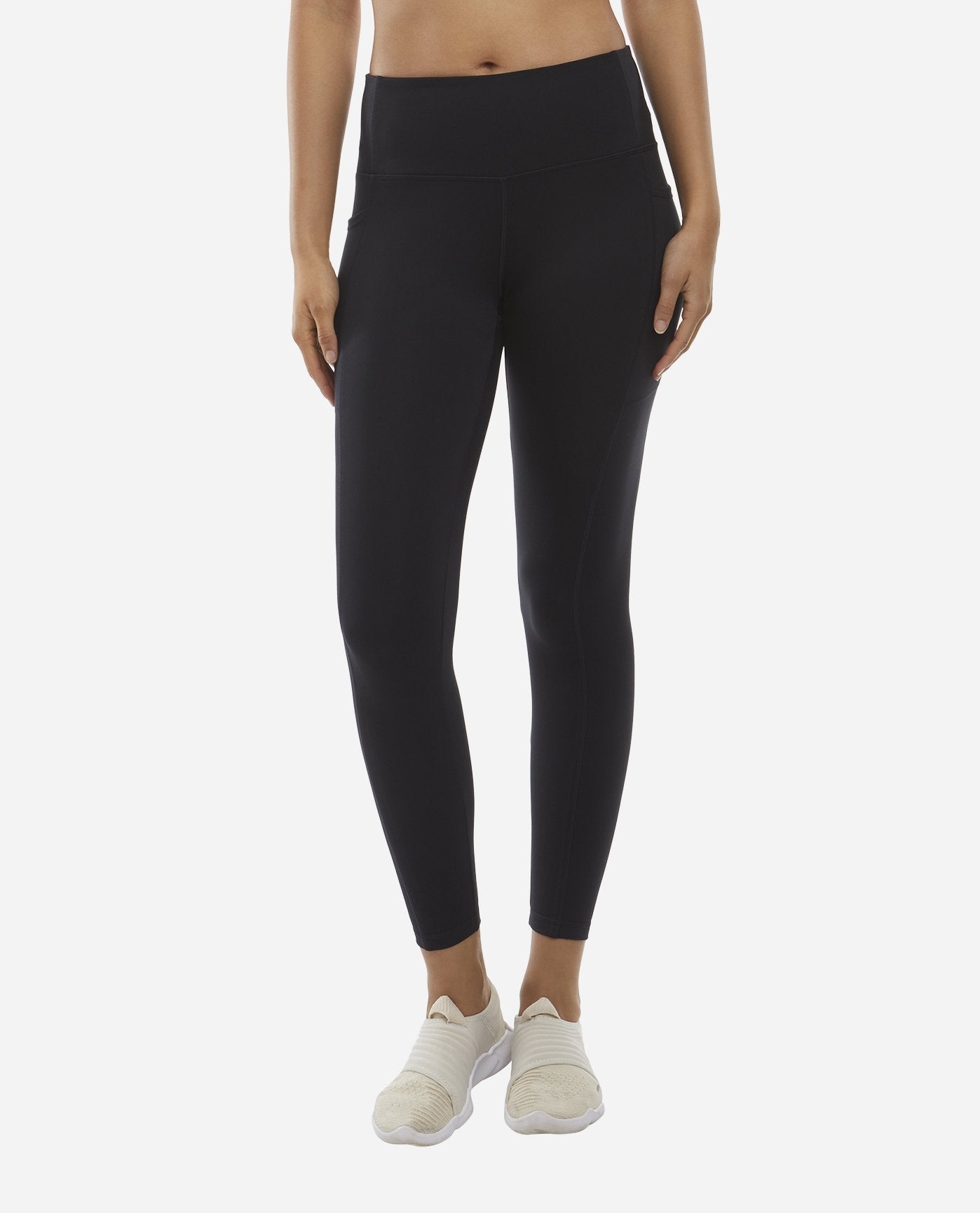 Front View Of Danskin Black Salt Brushed  7/8 Legging | DSK BLACK SALT