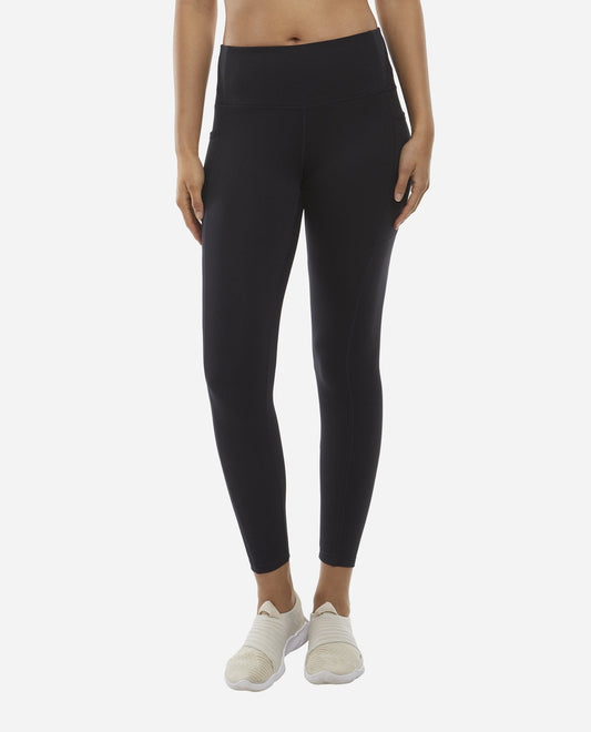 Front View Of Danskin Black Salt Brushed  7/8 Legging | DSK BLACK SALT