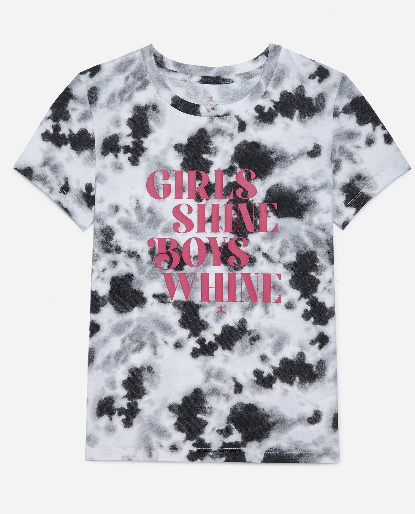 Front View of Danskin Black Combo Girls Shine Tie Dye Tee | DSK BLACK COMBO